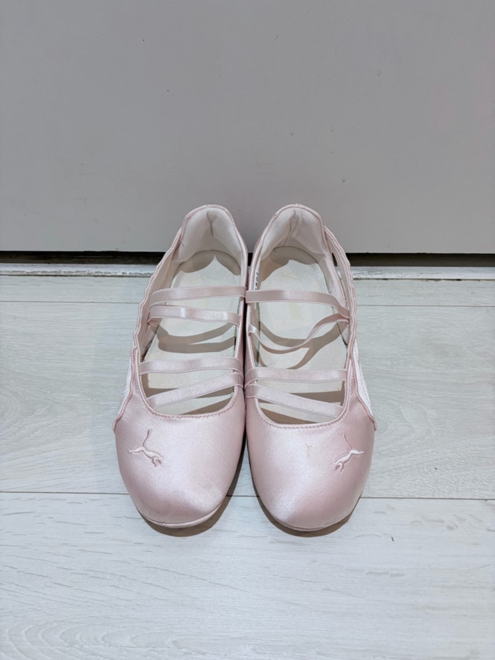 Puma Speedcat Satin Ballet Flats in Pale Pink (Venus Jasmine flower)